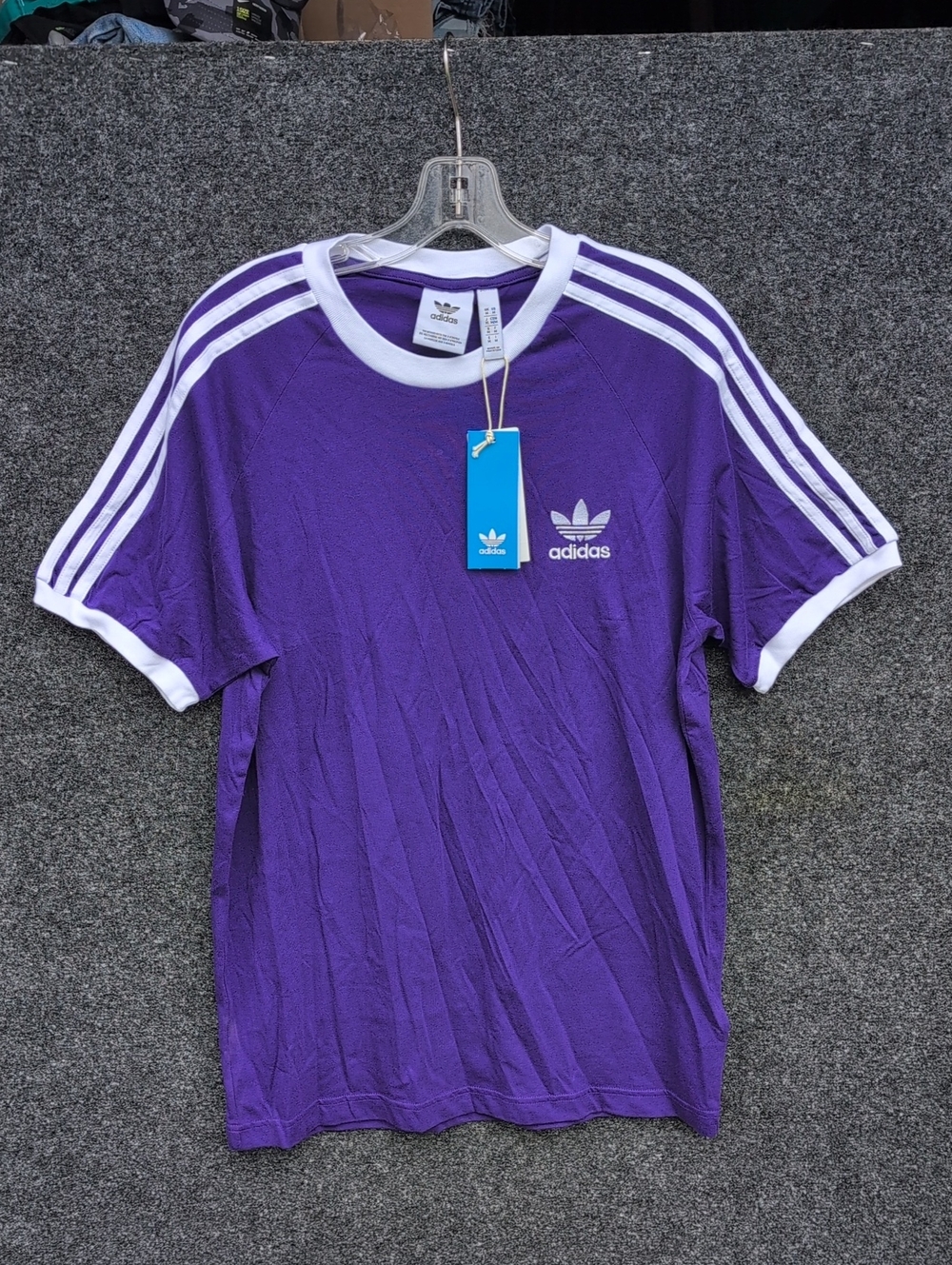 adidas Purple Short Sleeve Tee with White Three-Stripes